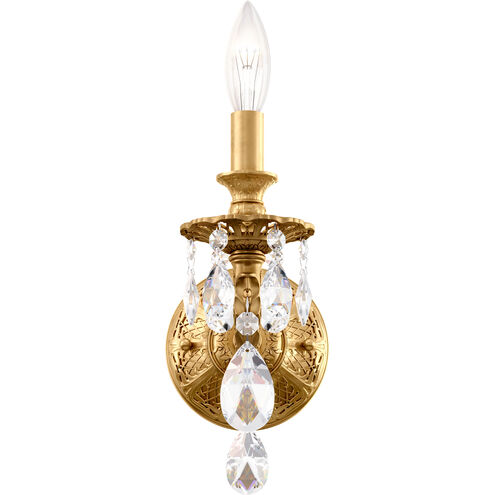 Milano 1 Light 7 inch Heirloom Gold Wall Sconce Wall Light in Swarovski, Heirloom Gold Cast