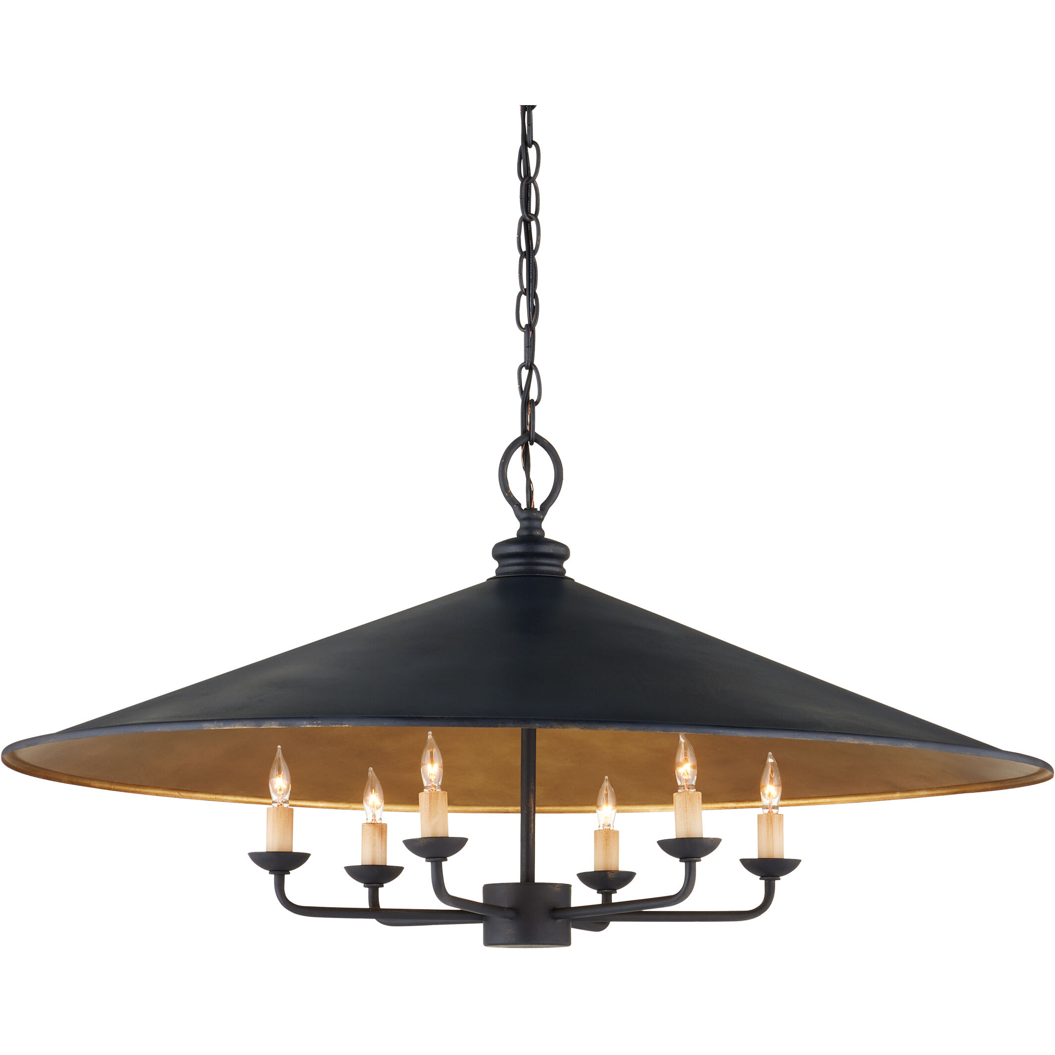 Brussels 6 Light 36 inch French Black/Contemporary Gold Pendant Ceiling Light