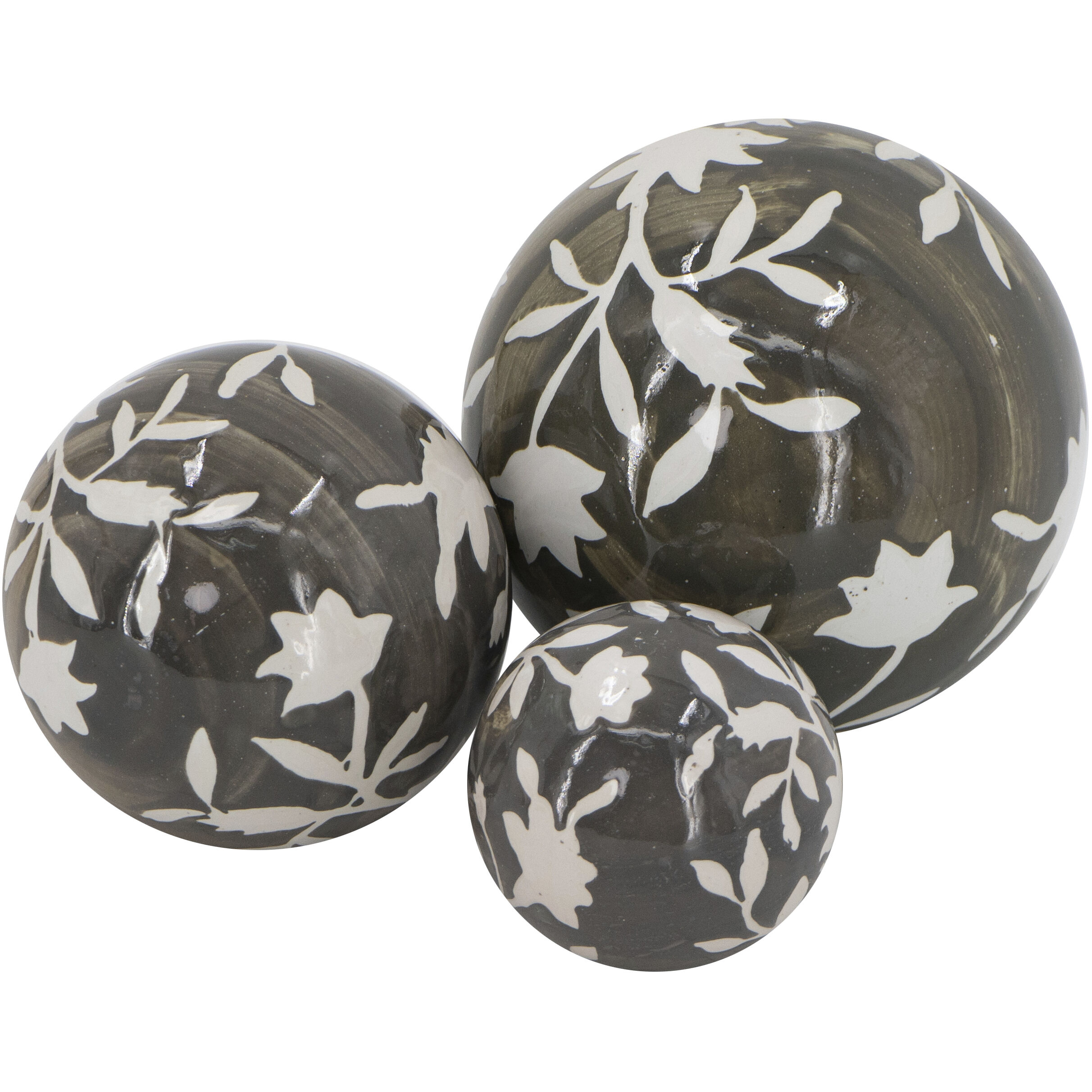 Floral Brown/White Decorative Ball