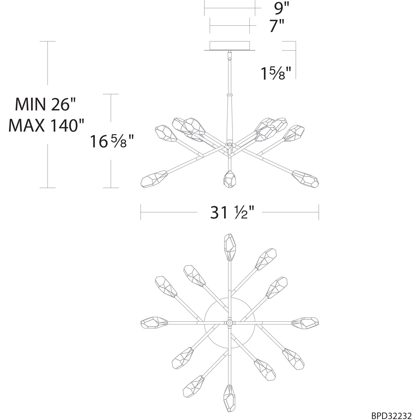 Synapse LED 31.5 inch Aged Brass Pendant Ceiling Light, Beyond