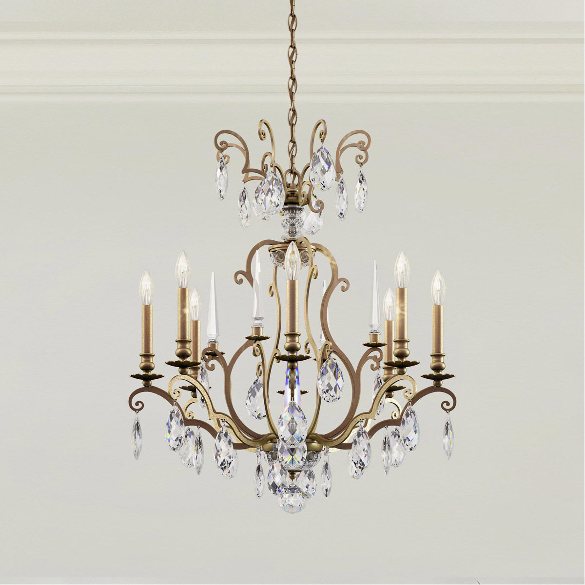 Renaissance Nouveau 8 Light 32 inch Etruscan Gold Chandelier Ceiling Light, Adjustable Height