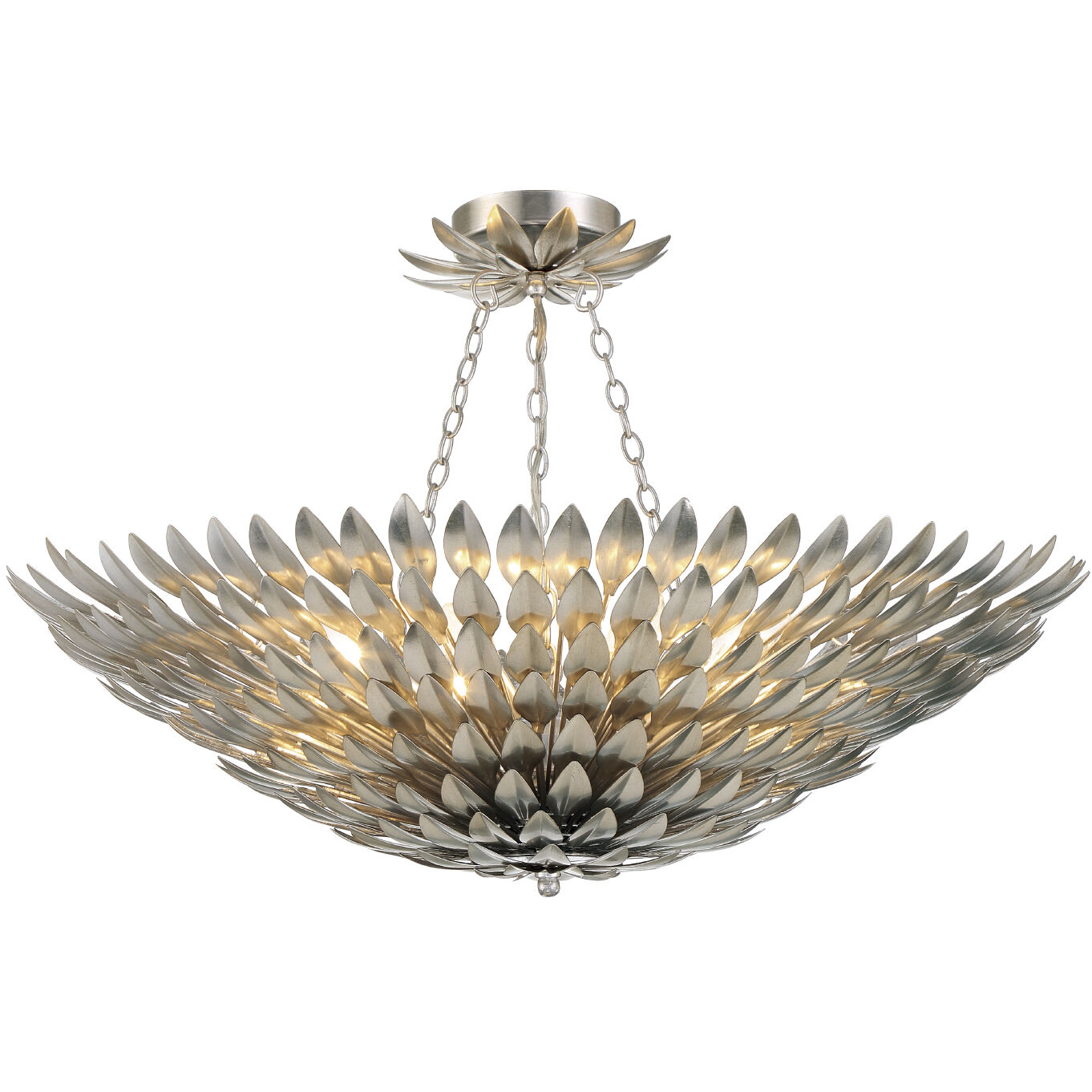 Broche 8 Light 30 inch Antique Silver Semi Flush Ceiling Light