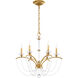 Priscilla 6 Light Heirloom Gold Chandelier Ceiling Light in Optic, Adjustable Height