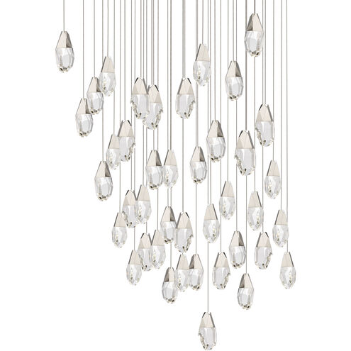 Beyond Martini LED 36 inch Polished Nickel Multi-Light Pendant Ceiling Light in Optic Haze, Square Canopy