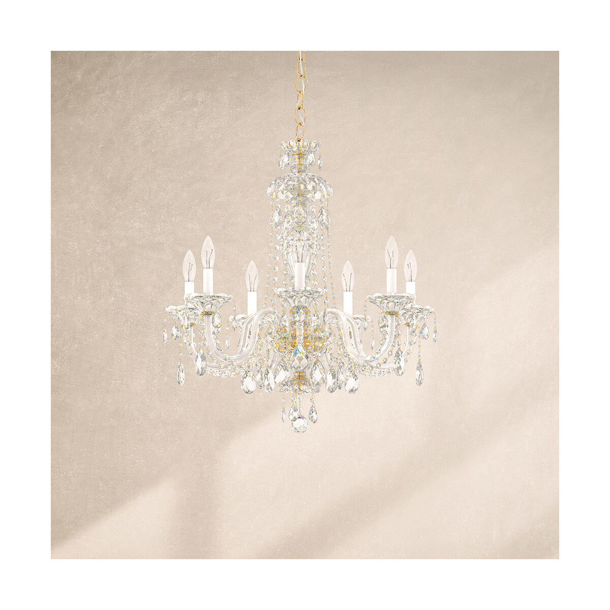 Sterling 7 Light Silver Chandelier Ceiling Light in Spectra, Polished Silver