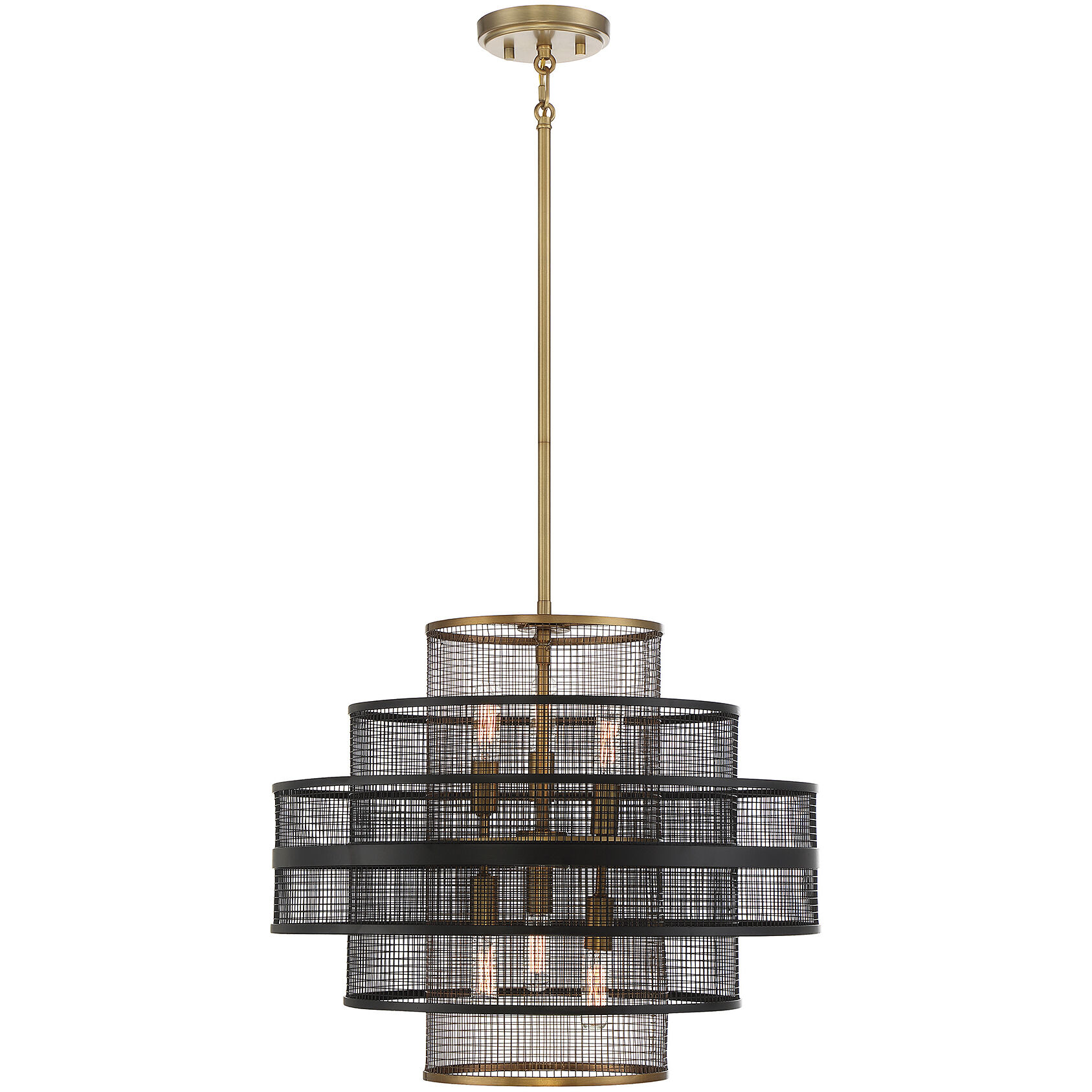 Kelvin 6 Light 20 inch Black with Warm Brass Accents Pendant Ceiling Light