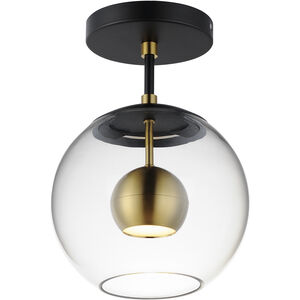 Nucleus LED 9 inch Black and Natural Aged Brass Flush Mount Ceiling Light