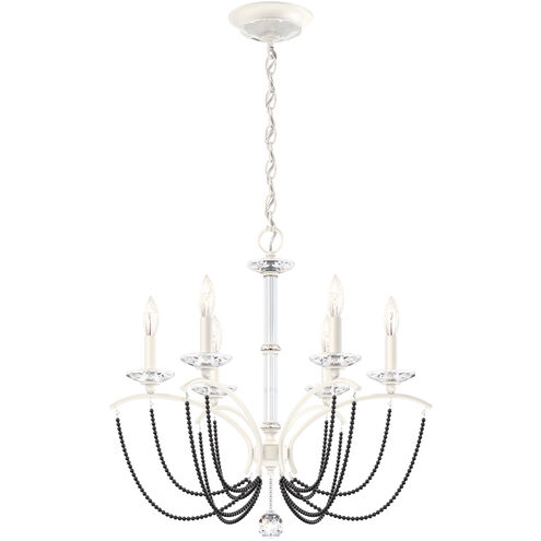 Priscilla 6 Light White Chandelier Ceiling Light in Dark Grey Pearl, Adjustable Height