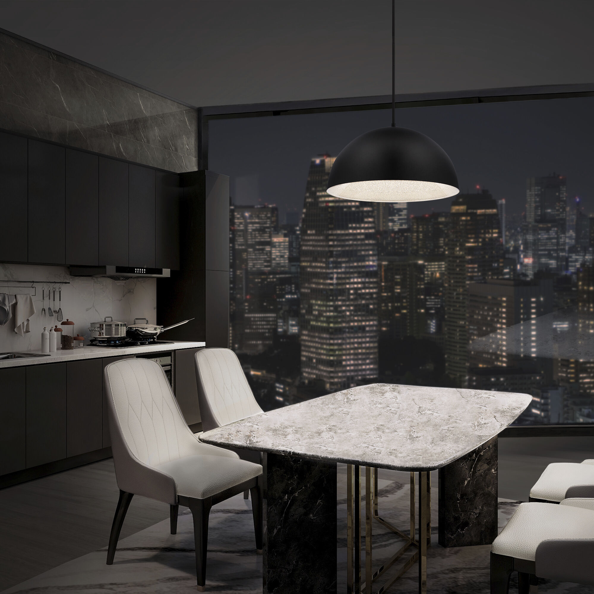 Stardust LED 23 inch Black Pendant Ceiling Light, Beyond