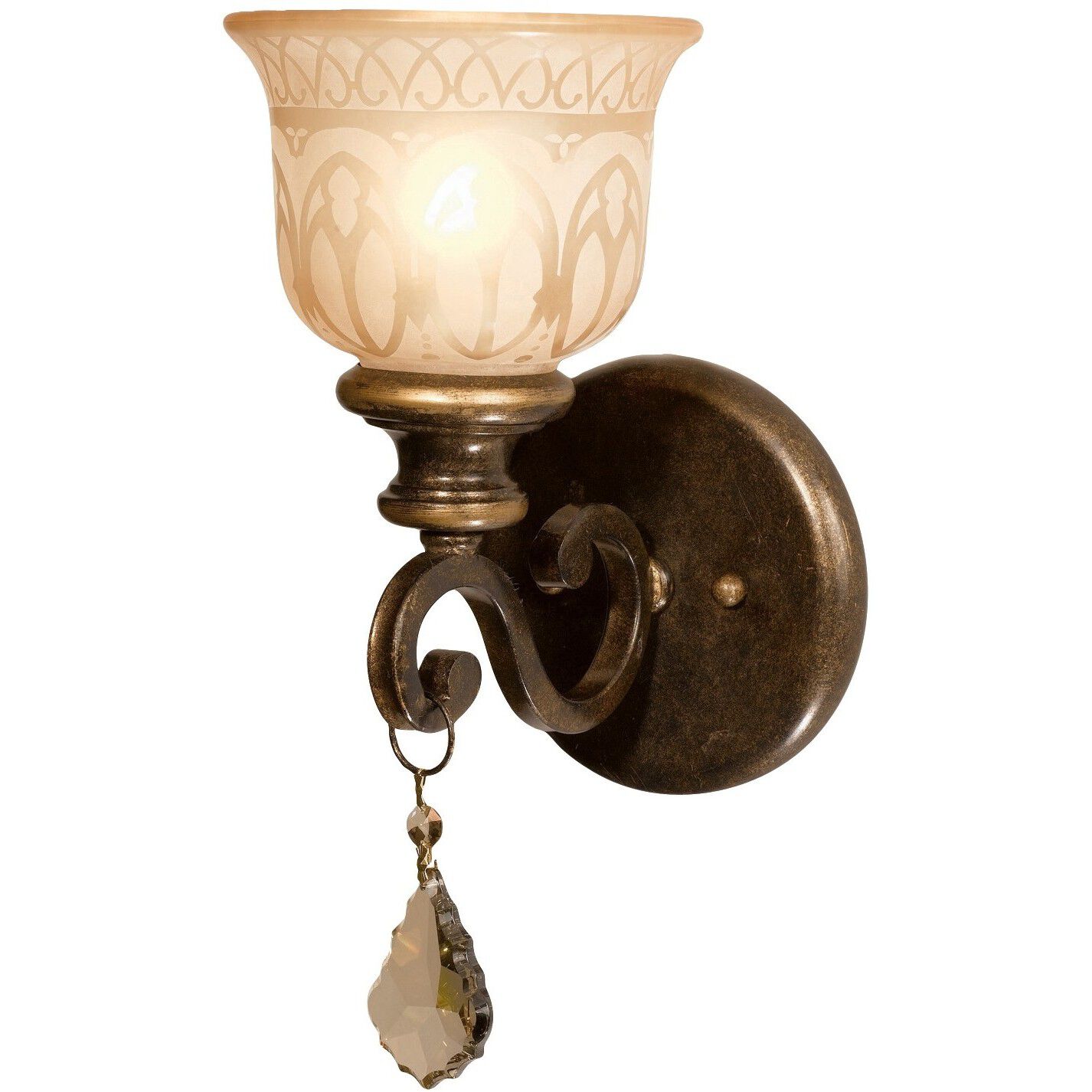 Norwalk Bath Sconce Wall Light in Golden Teak Hand Cut