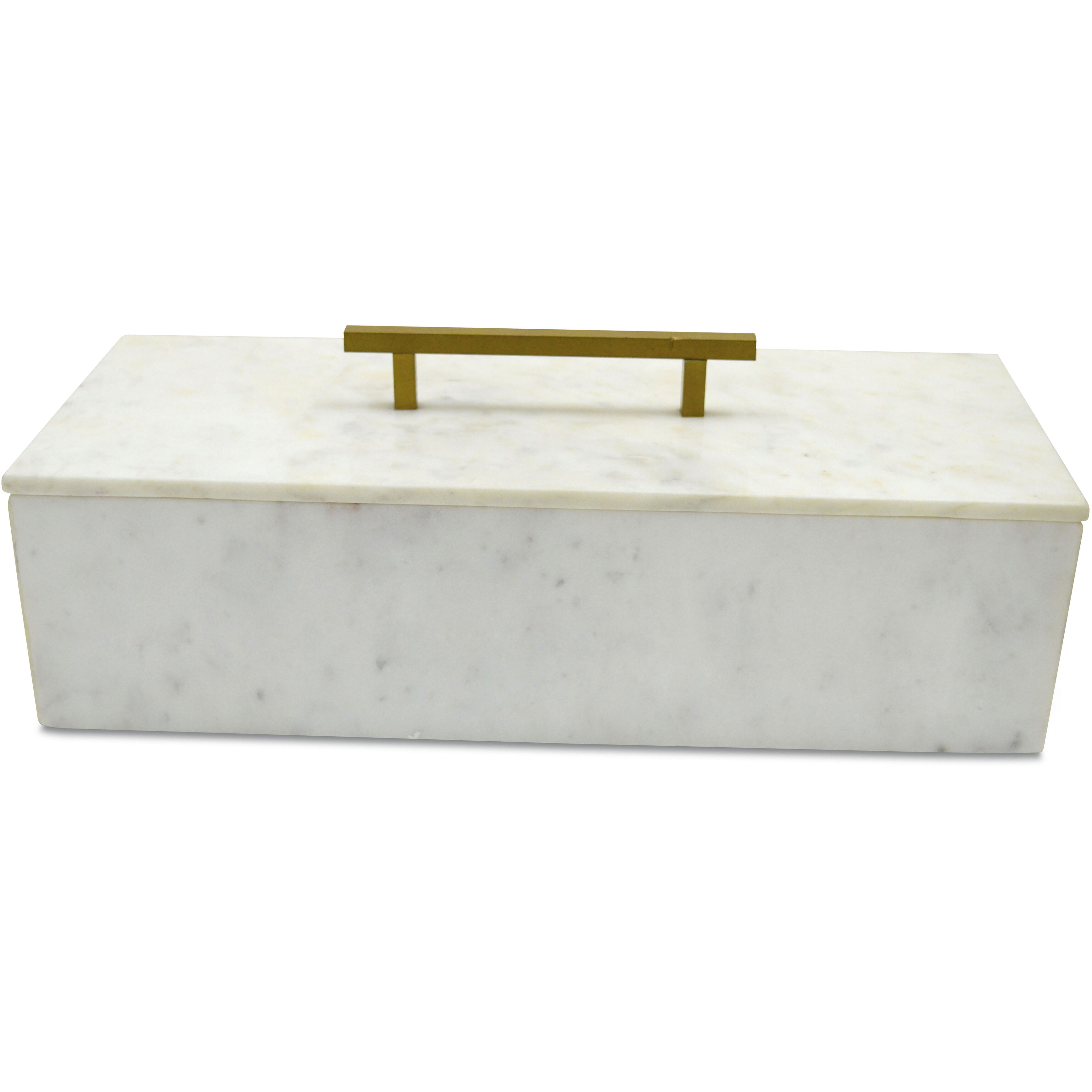 Anita 14.4 X 5.9 inch White and Brass Box