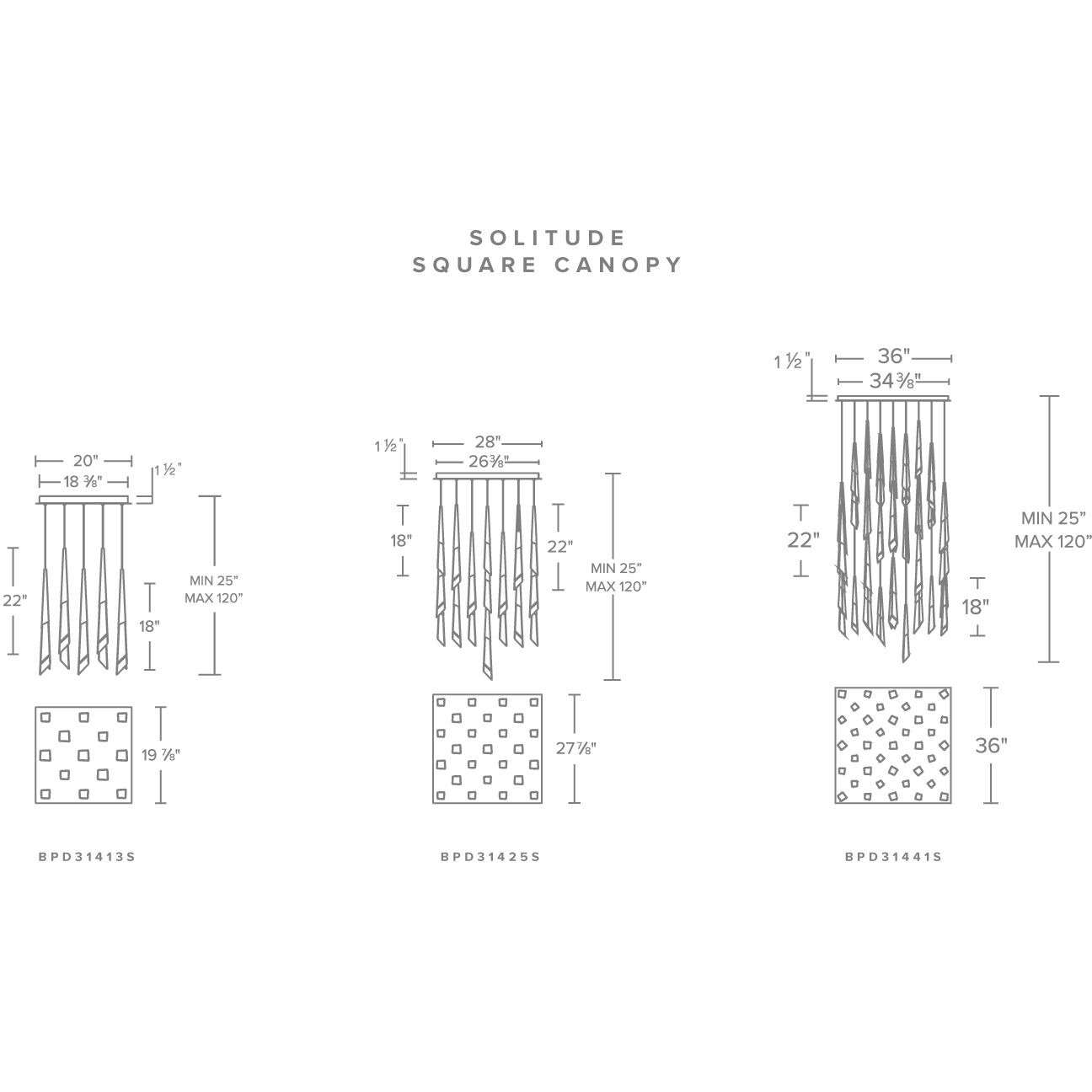 Beyond Solitude LED 36 inch Antique Nickel Multi-Light Pendant Ceiling Light, Square Canopy