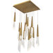 Beyond Solitude LED 20 inch Aged Brass Multi-Light Pendant Ceiling Light, Square Canopy
