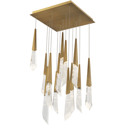 Beyond Solitude LED 20 inch Aged Brass Multi-Light Pendant Ceiling Light, Square Canopy