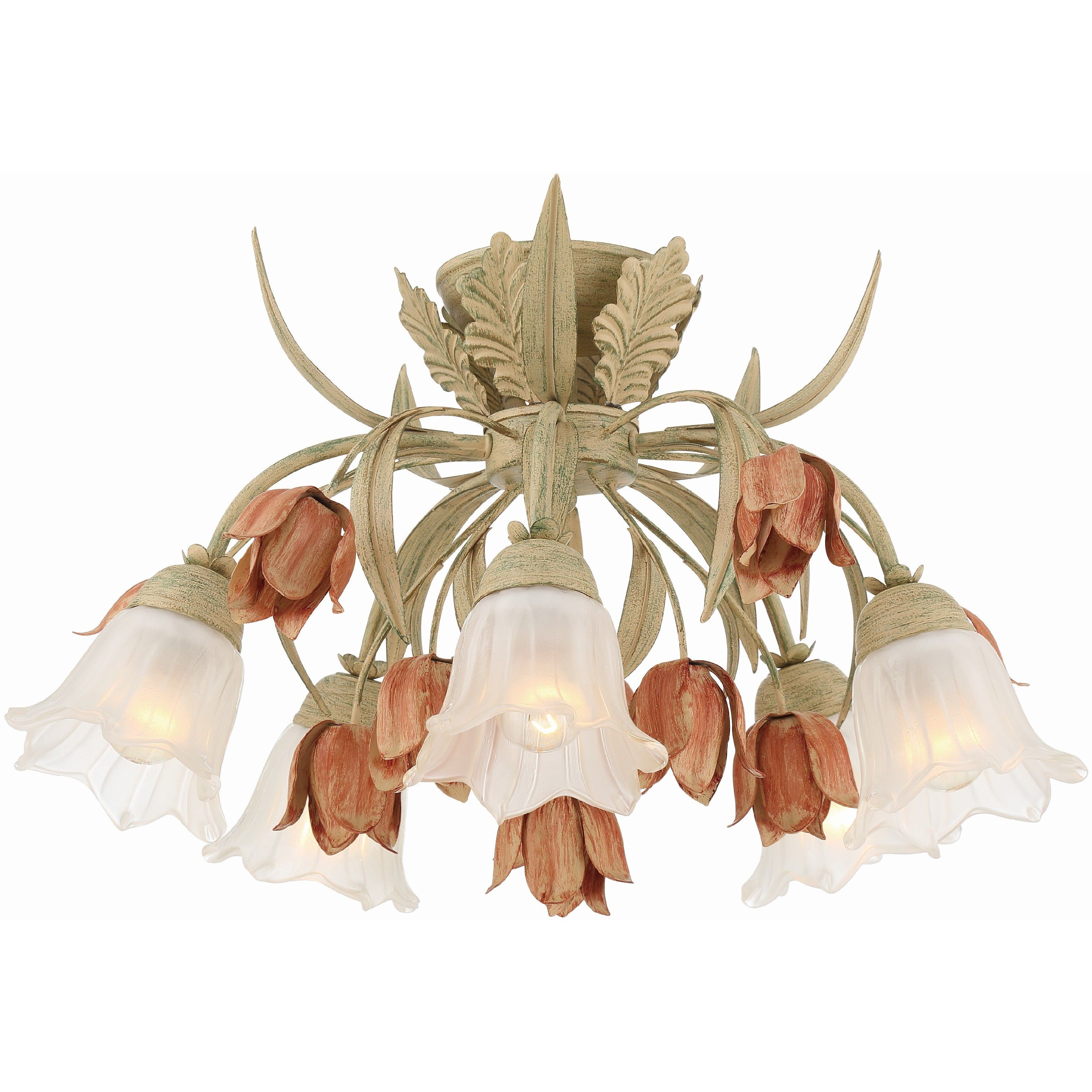 Southport 5 Light 22 inch Sage Rose Semi Flush Ceiling Light