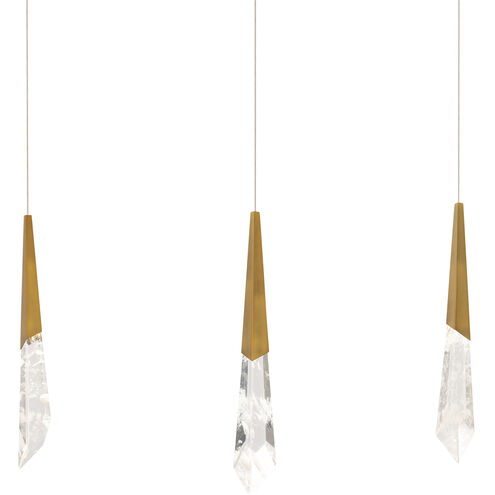 Beyond Solitude LED 5.5 inch Aged Brass Multi-Light Pendant Ceiling Light, Linear Canopy