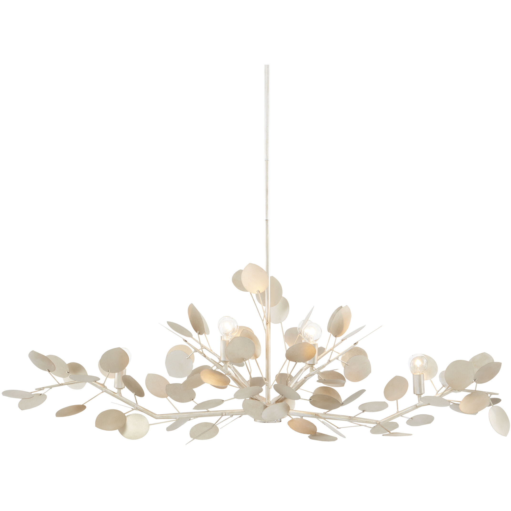 Lunaria 6 Light 51 inch Contemporary Silver Leaf Chandelier Ceiling Light