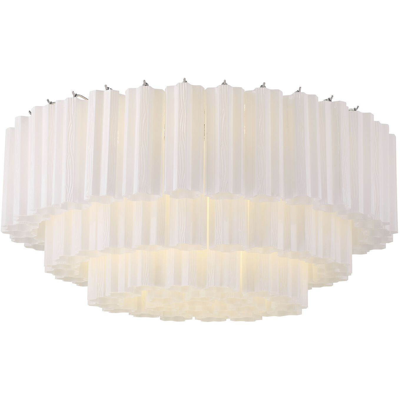 Addis 16 Light 32 inch Polished Chrome Flush Ceiling Light in Tronchi Glass White