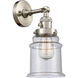 Franklin Restoration Canton 1 Light 7 inch Brushed Satin Nickel Sconce Wall Light in Seedy Glass, Franklin Restoration