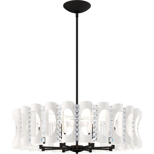 Twilight 8 Light White Pendant Ceiling Light in Optic, Adjustable Height