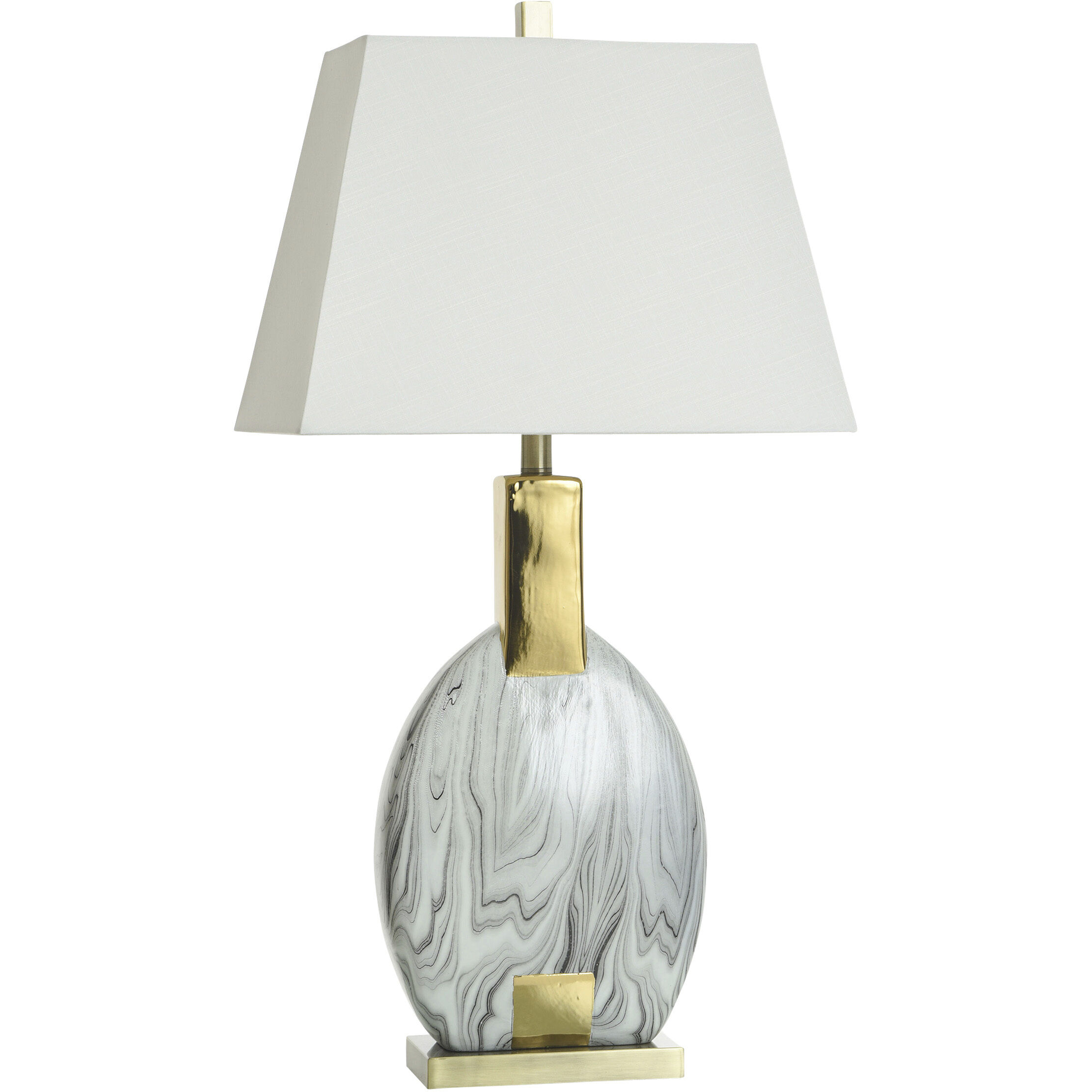Marbell 32.5 inch 100.00 watt Faux White and Gray and Gold Table Lamp Portable Light