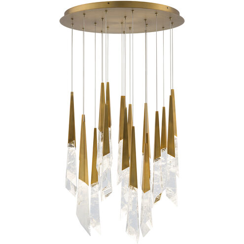 Beyond Solitude LED 26 inch Aged Brass Multi-Light Pendant Ceiling Light, Round Canopy