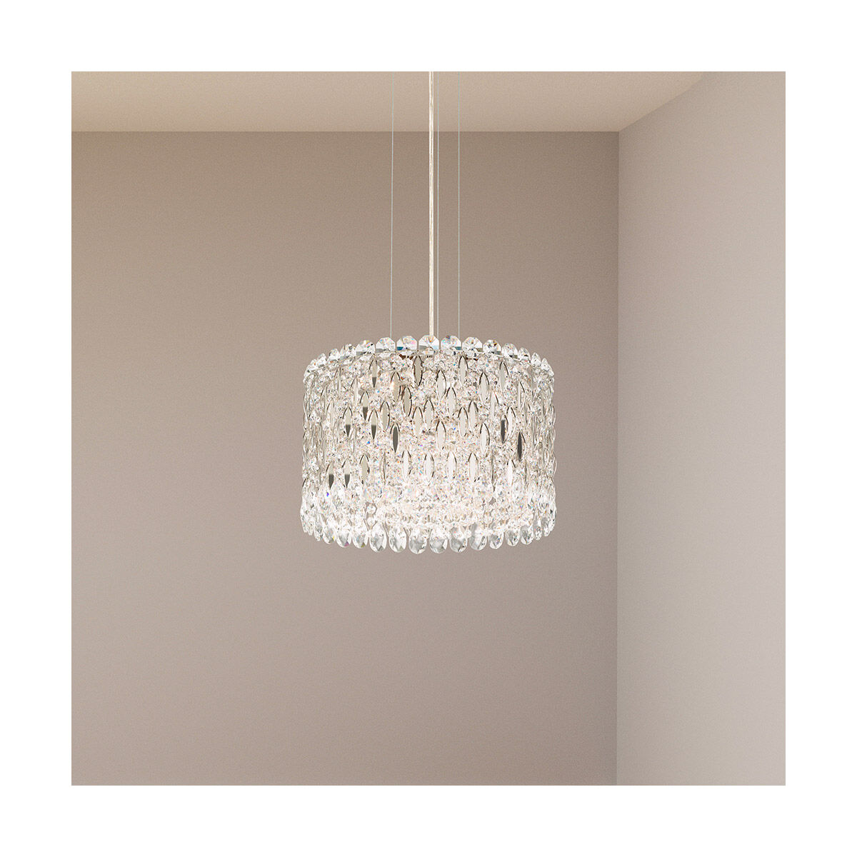 Sarella 8 Light 16 inch Polished Stainless Steel Pendant Ceiling Light in Swarovski