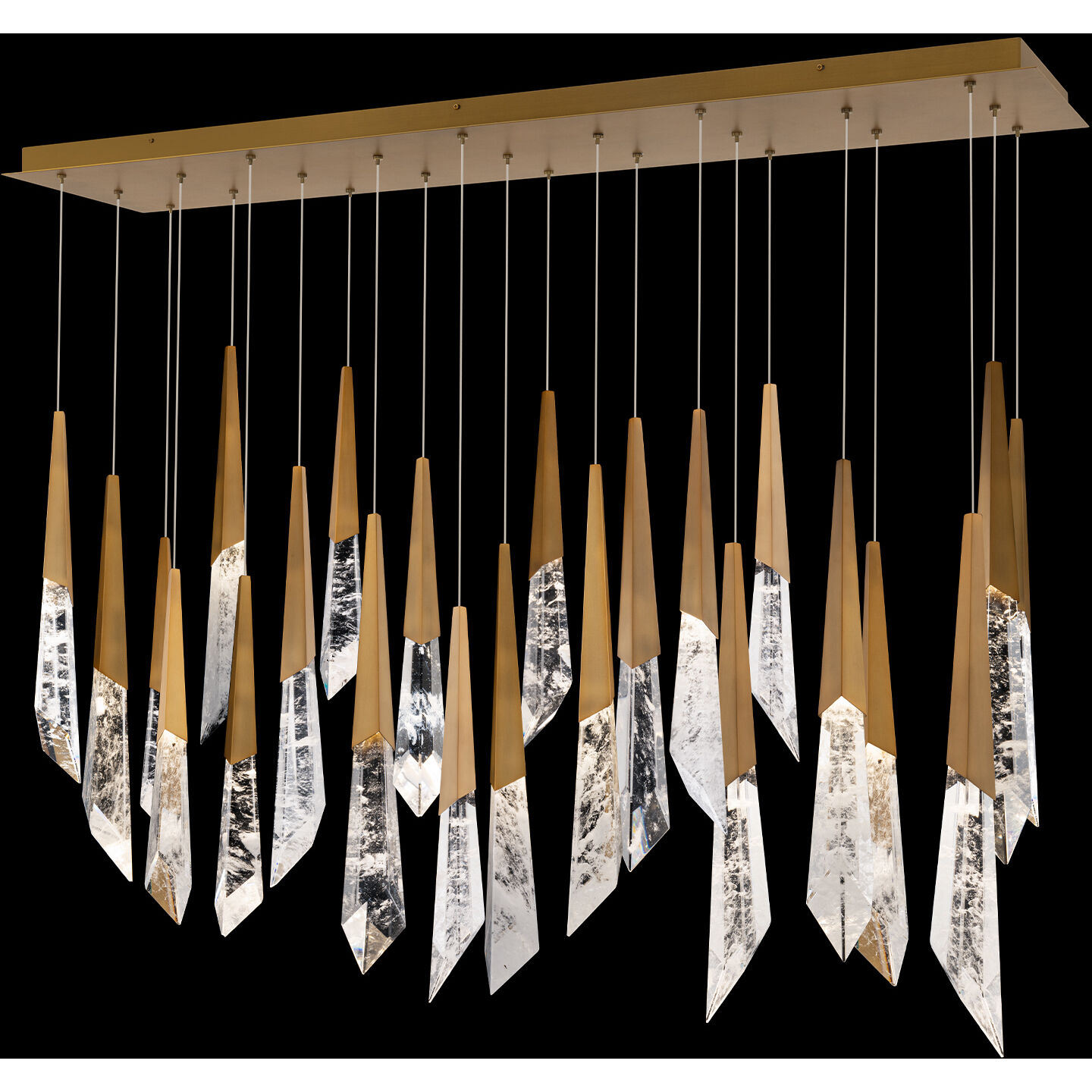 Beyond Solitude LED 12 inch Aged Brass Multi-Light Pendant Ceiling Light, Linear Canopy