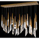 Beyond Solitude LED 12 inch Aged Brass Multi-Light Pendant Ceiling Light, Linear Canopy