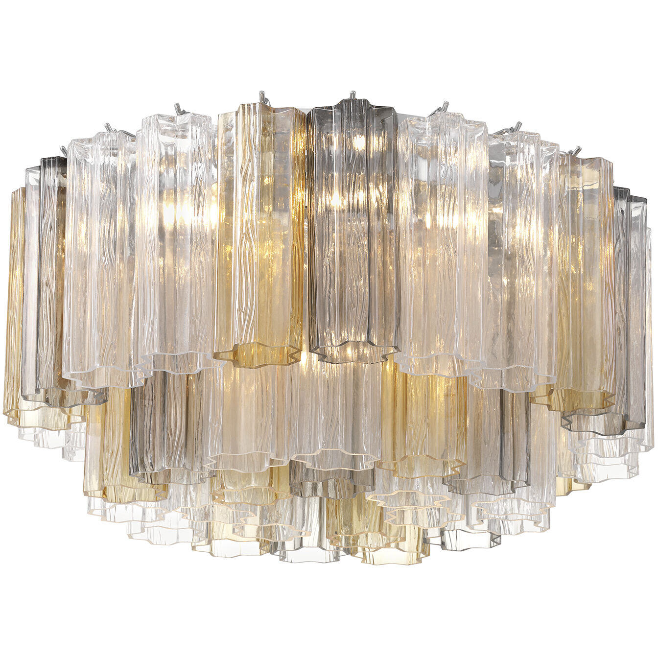 Addis 7 Light 22.25 inch Polished Chrome Flush Ceiling Light in Tronchi Glass Autumn