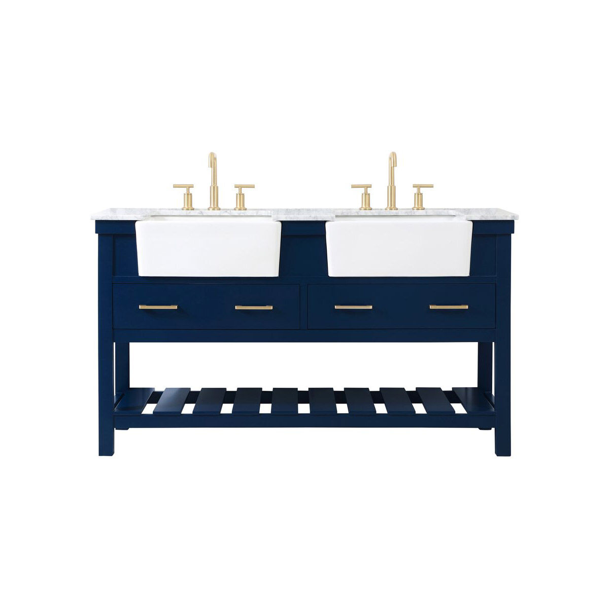 Clement 60 X 22 X 34.13 inch Blue Bathroom Vanity Cabinet