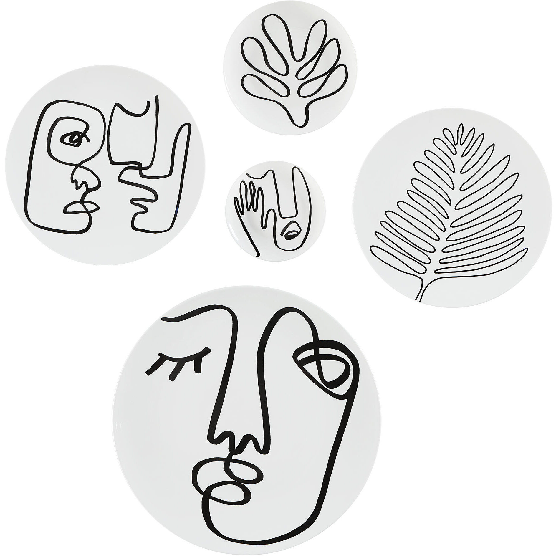 Solange White and Black Wall Decor, Set of 5