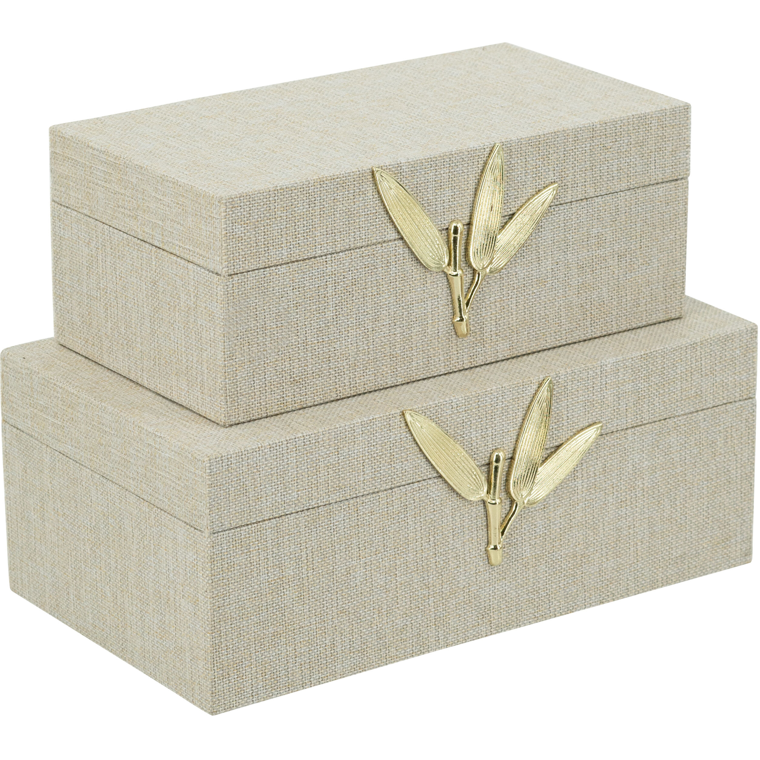 Anita Textured Gray and Gold Decorative Storage Box
