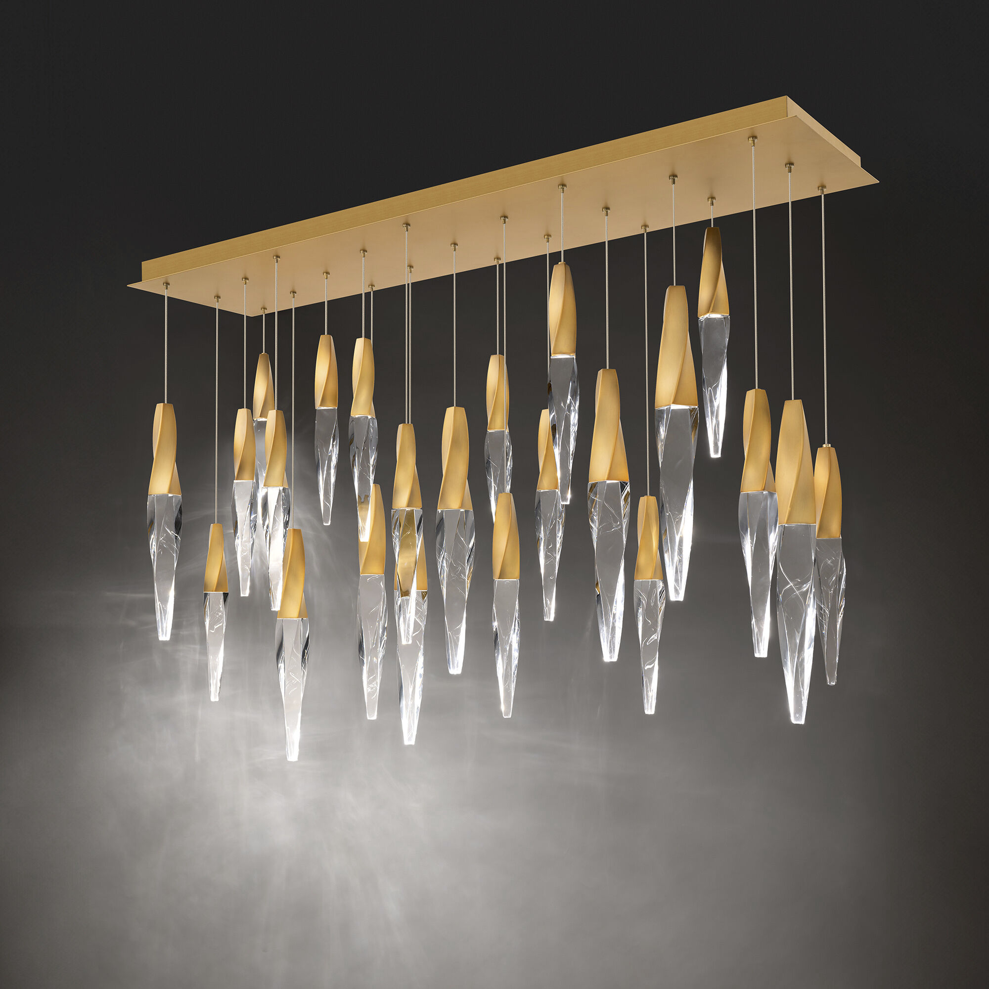 Beyond Kindjal LED 12 inch Aged Brass Multi-Light Pendant Ceiling Light, Linear Canopy