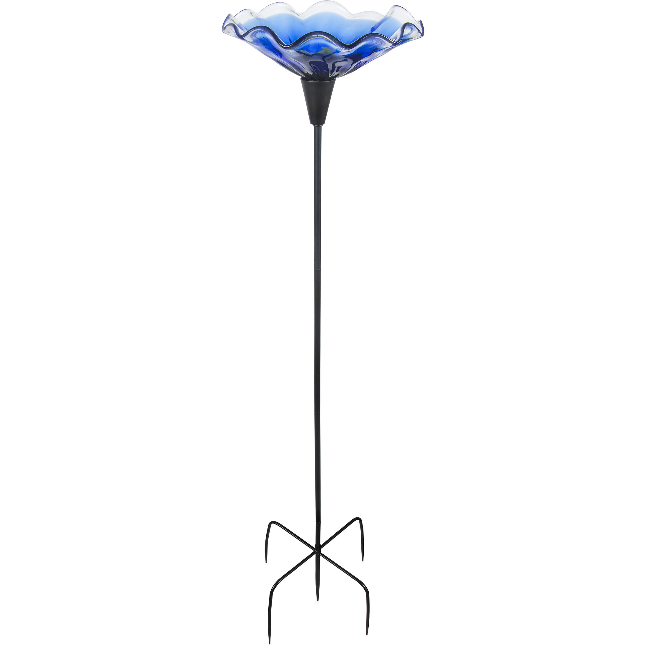 Fiore Blue Art Glass Bird Feeder