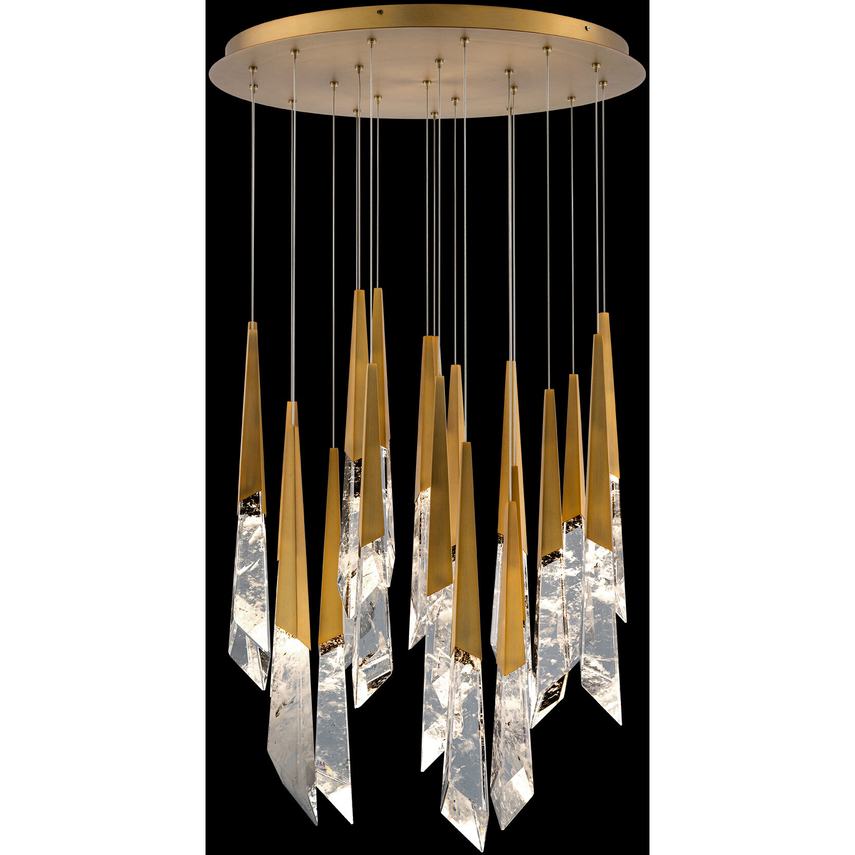 Beyond Solitude LED 26 inch Aged Brass Multi-Light Pendant Ceiling Light, Round Canopy
