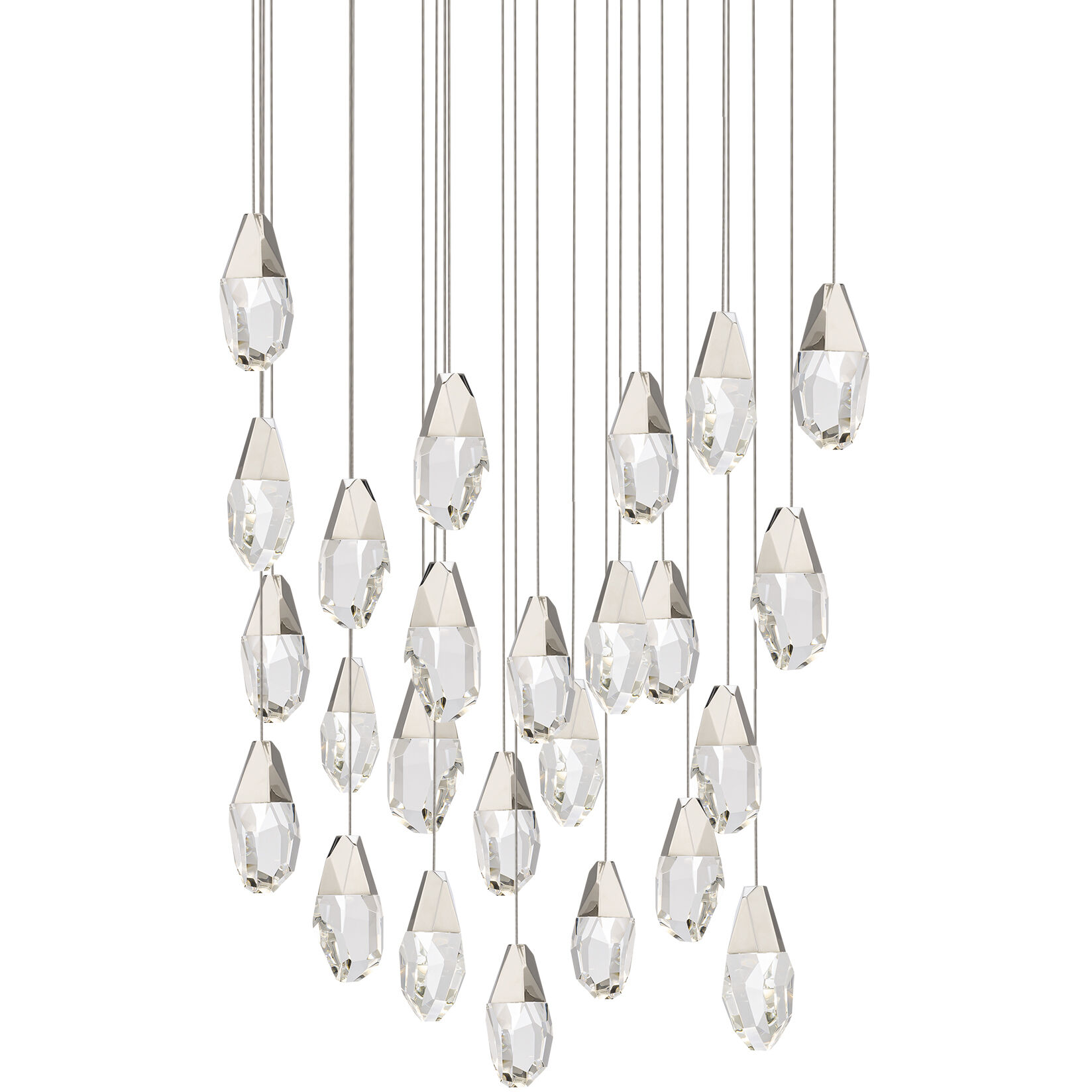 Beyond Martini LED 28 inch Polished Nickel Multi-Light Pendant Ceiling Light in Optic, Square Canopy