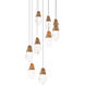 Martini LED 17 inch Aged Brass Multi-Light Pendant Ceiling Light in Optic Haze, Beyond