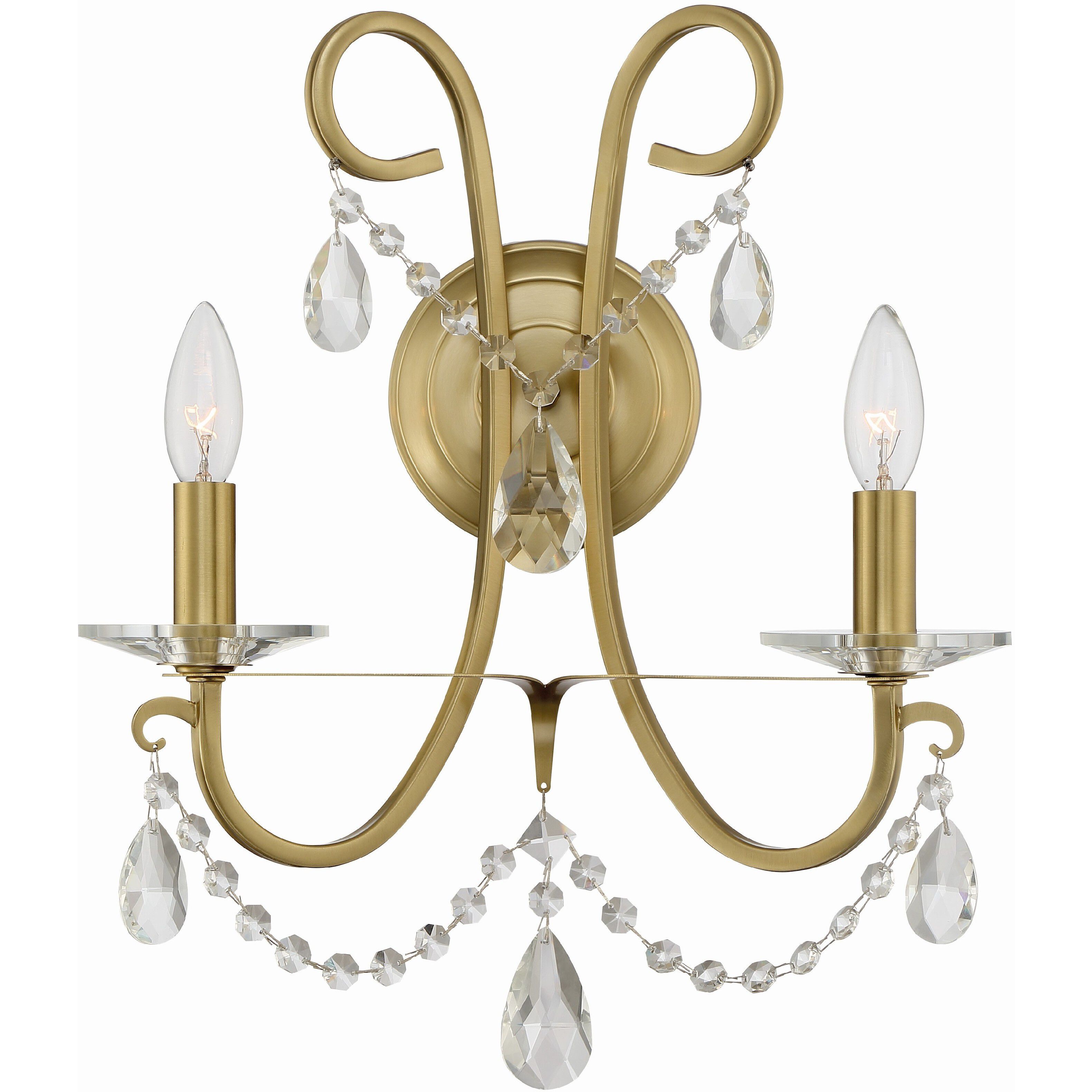 Othello Bath Wall Light in Clear Hand Cut, Vibrant Gold