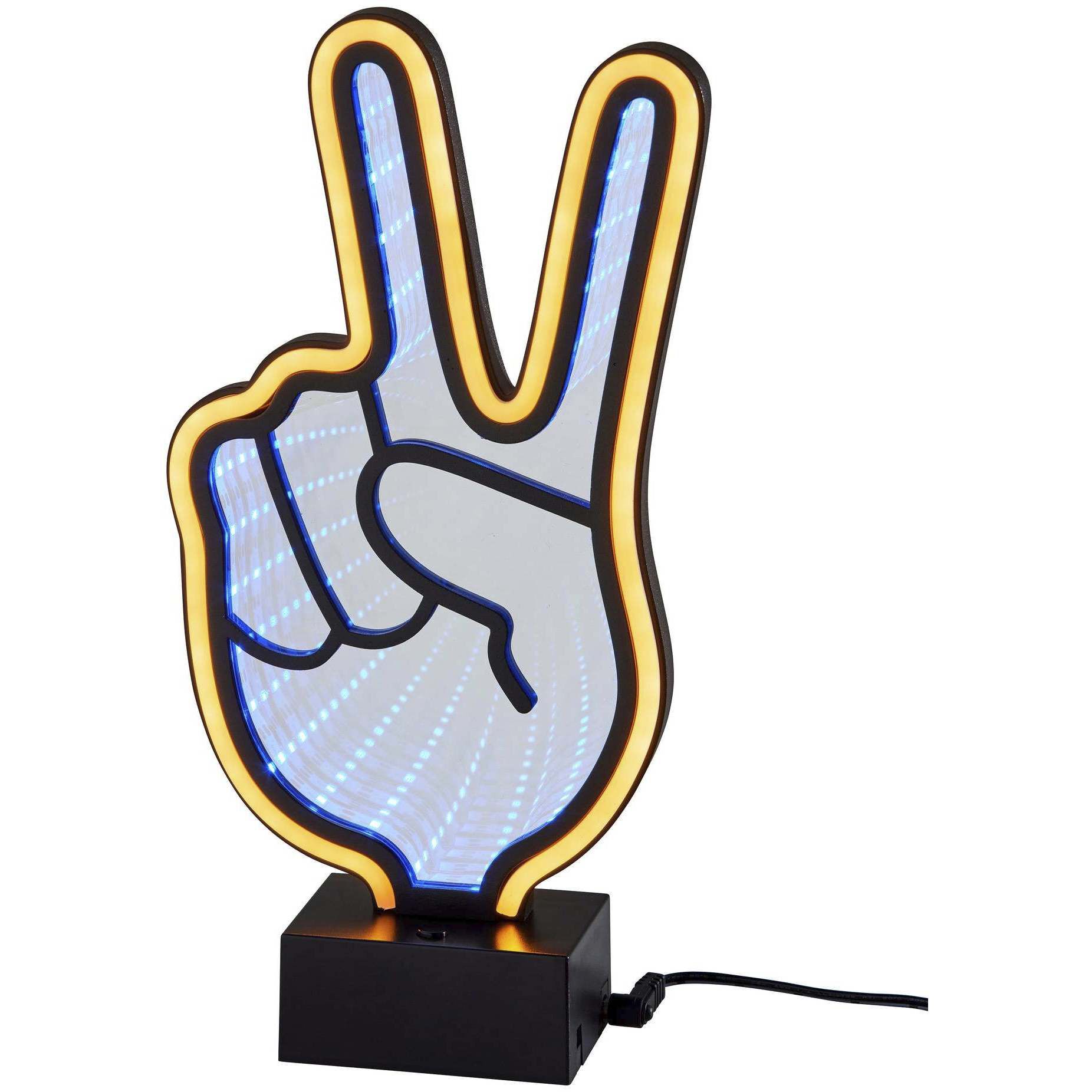 Infinity Neon 10 inch 1 watt Black Table/Wall Lamp Portable Light, Peace Sign, Simplee Adesso