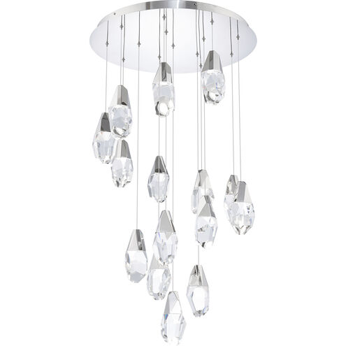 Beyond Martini LED 23 inch Polished Nickel Multi-Light Pendant Ceiling Light in Optic, Round Canopy