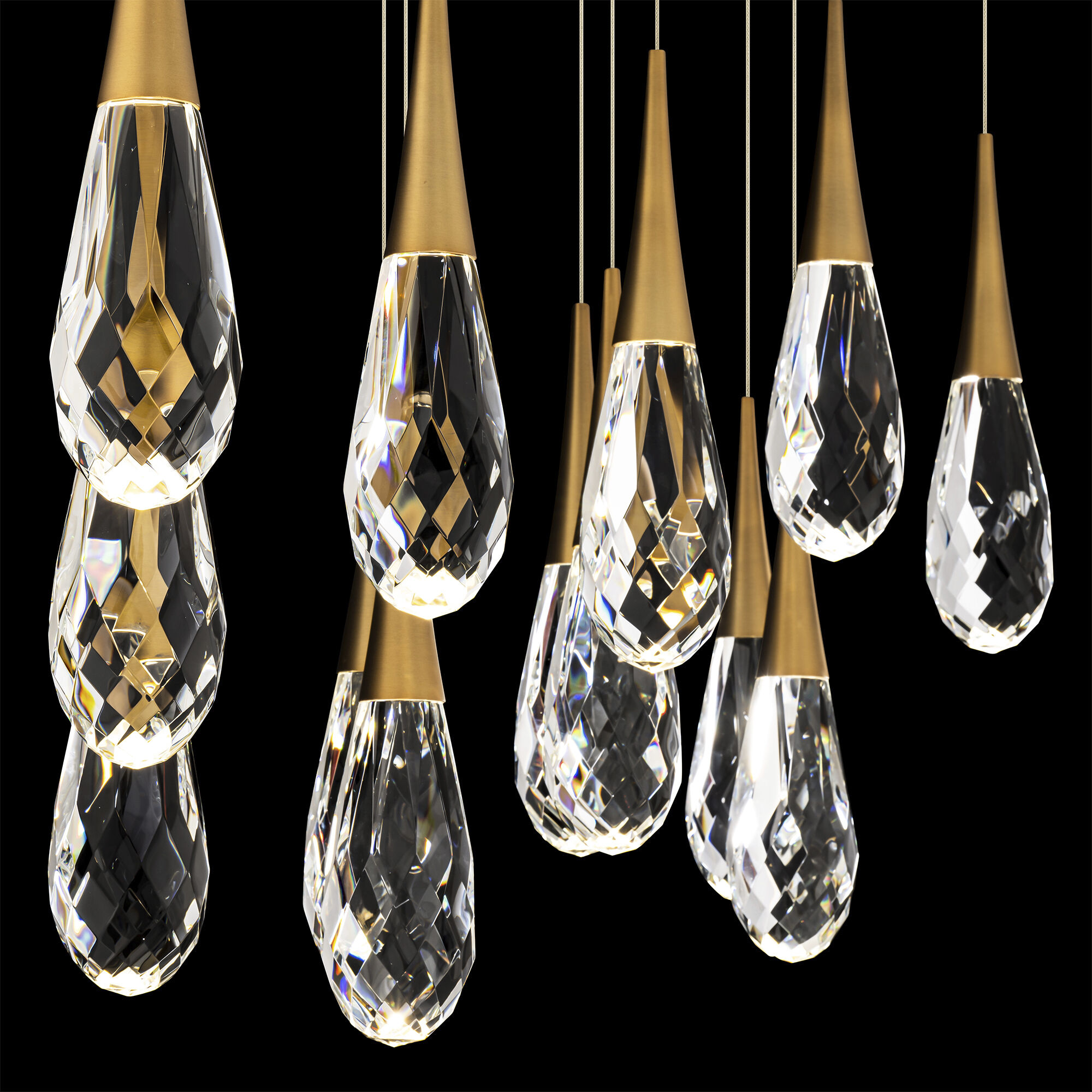 Beyond Hibiscus LED 40 inch Aged Brass Multi-Light Pendant Ceiling Light, Linear Canopy