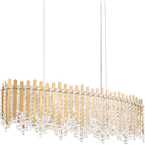 Chatter 12 Light 36 inch Gold Mirror Linear Pendant Ceiling Light in Optic, Adjustable Height