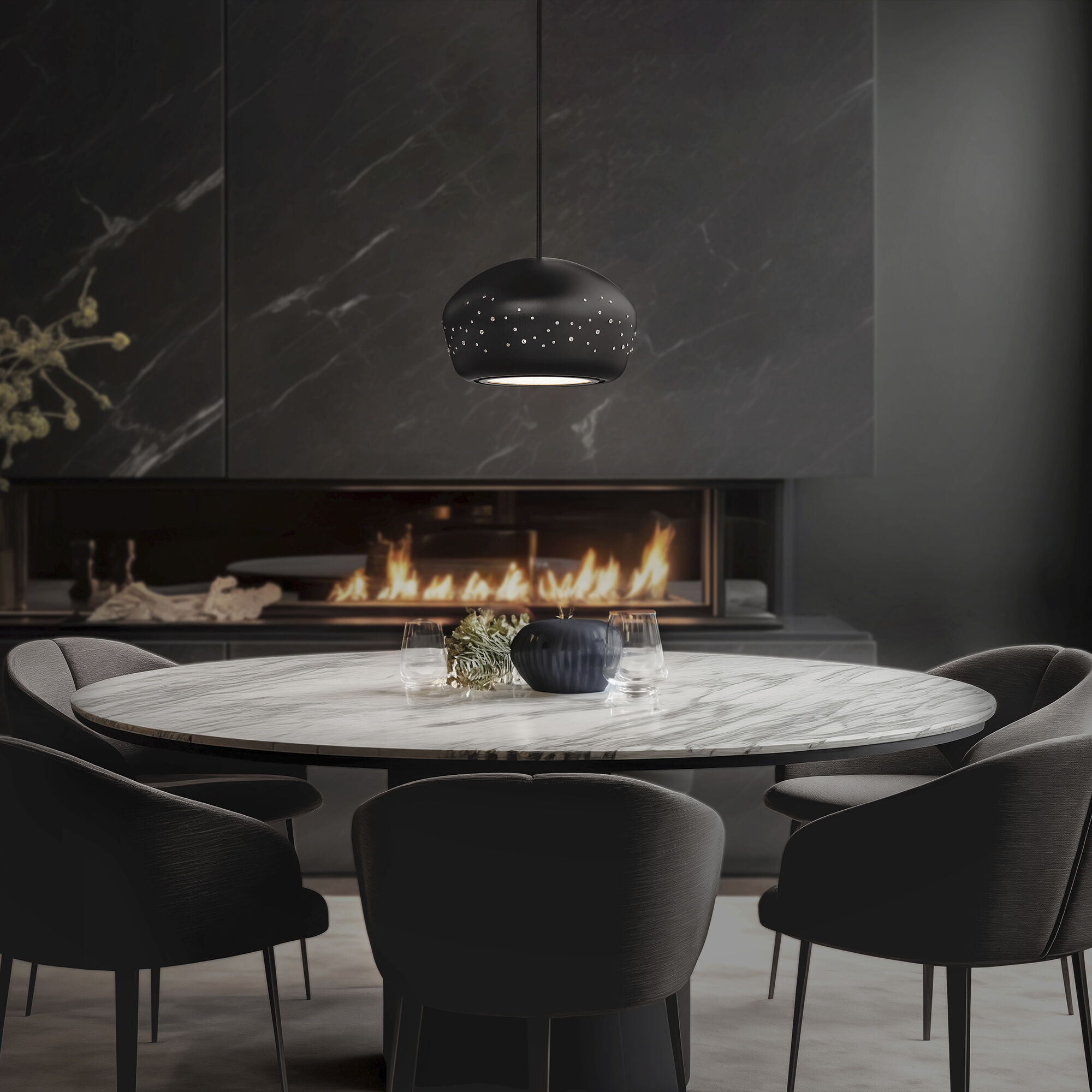 Beyond Astral LED 13 inch Black Pendant Ceiling Light