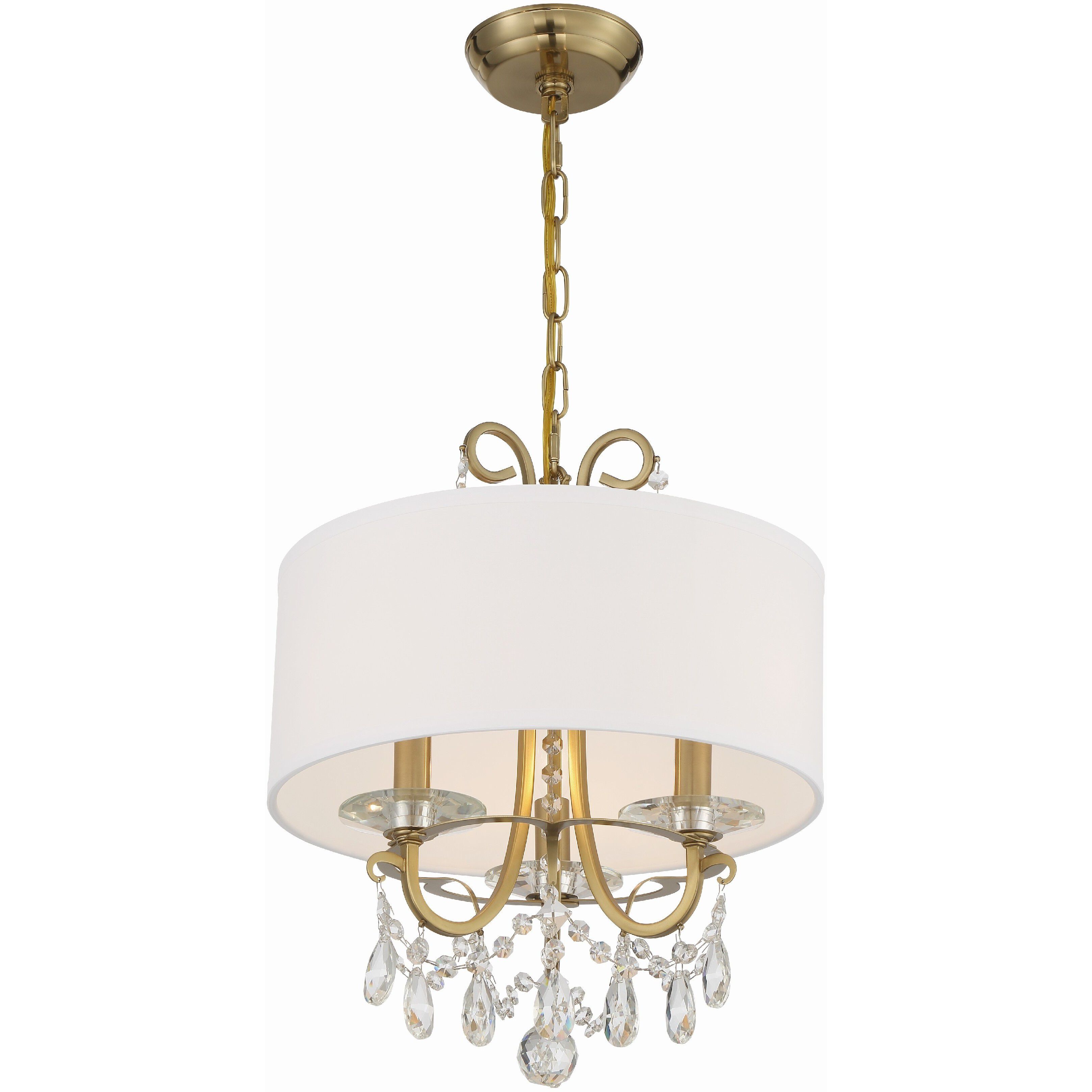 Othello 3 Light 14 inch Vibrant Gold Mini Chandelier Ceiling Light in Clear Hand Cut