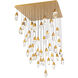 Beyond Martini LED 36 inch Aged Brass Multi-Light Pendant Ceiling Light in Optic, Square Canopy