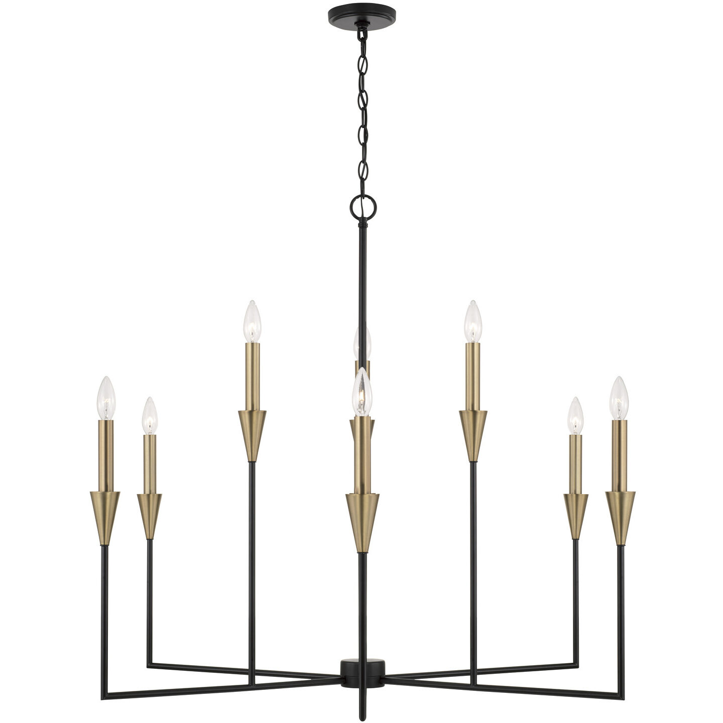 Avant 9 Light 41.75 inch Aged Brass and Black Chandelier Ceiling Light