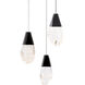 Beyond Martini LED 12 inch Black Multi-Light Pendant Ceiling Light in Optic Haze, Beyond