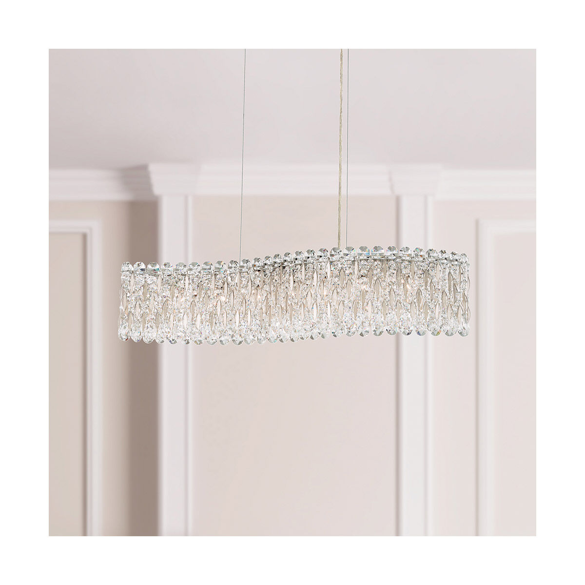 Sarella 7 Light 33 inch Antique Silver Pendant Ceiling Light in Swarovski