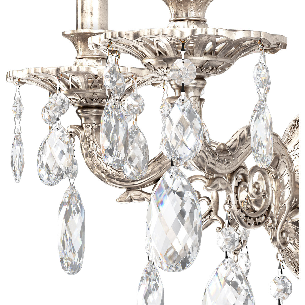 Milano 2 Light 7.5 inch Antique Silver Wall Sconce Wall Light in Swarovski, Antique Silver Cast